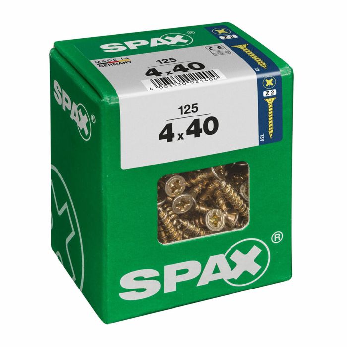 Caja de tornillos SPAX Yellox Madera Cabeza plana 125 Piezas (4 x 40 mm)
