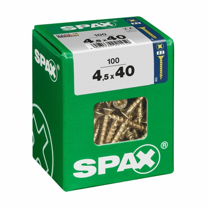 Caja de tornillos SPAX Tornillo de madera Cabeza plana (4,5 x 40 mm)