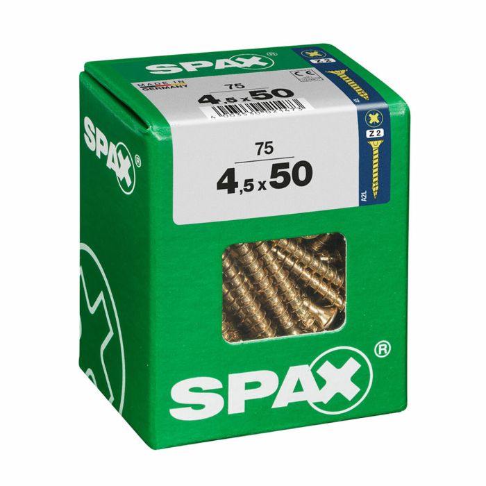 Caja de tornillos SPAX Tornillo de madera Cabeza plana (4,5 x 50 mm)