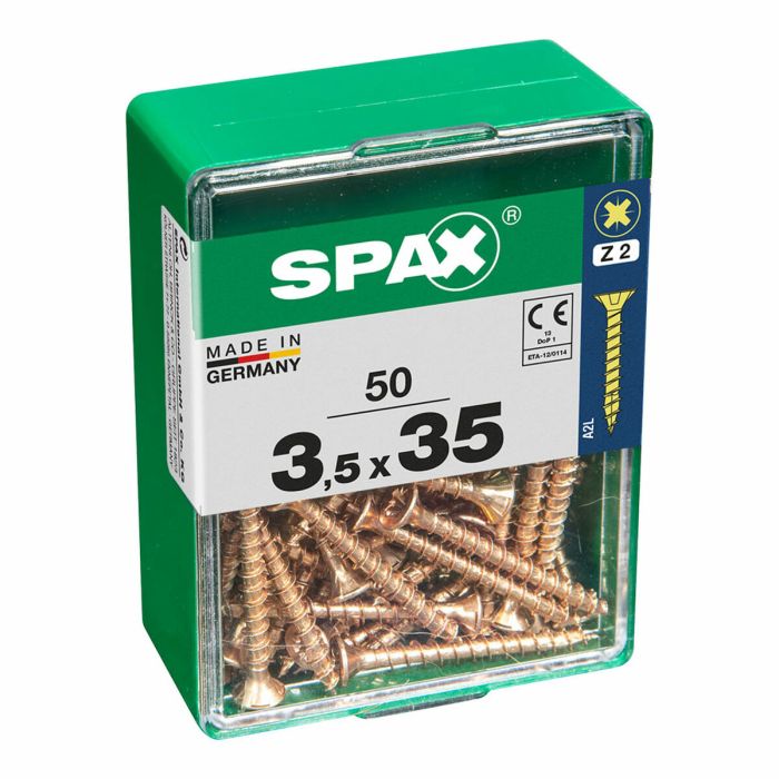 Caja de tornillos SPAX Tornillo de madera Cabeza plana (3,5 x 35 mm)