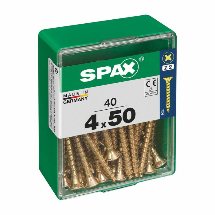 Caja de tornillos SPAX Tornillo de madera Cabeza plana (4 x 50 mm) (4,0 x 50 mm)