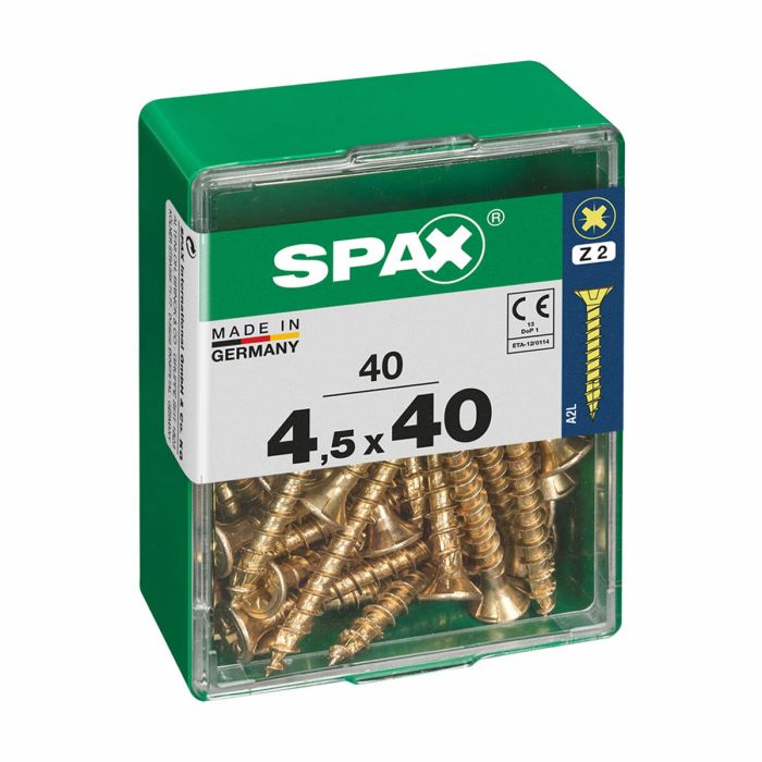 Caja de tornillos SPAX Tornillo de madera Cabeza plana (4,5 x 40 mm)