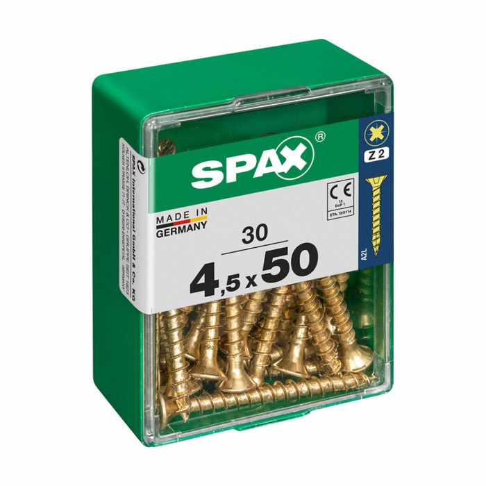 Caja de tornillos SPAX Yellox Madera Cabeza plana 30 piezas (4,5 x 50 mm)