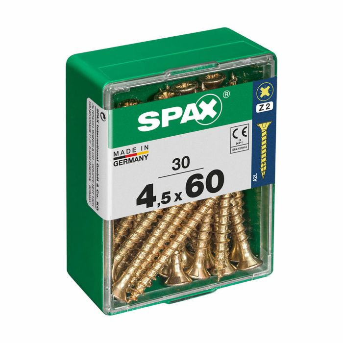 Caja de tornillos SPAX Tornillo de madera Cabeza plana (4,5 x 60 mm)