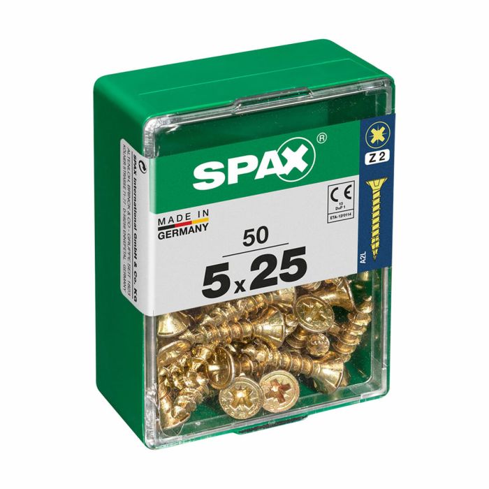 Caja de tornillos SPAX Tornillo de madera Cabeza plana (5 x 25 mm) (5,0 x 25 mm)