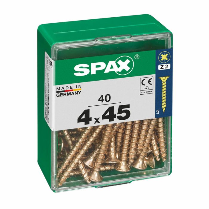 Caja de tornillos SPAX Tornillo de madera Cabeza plana (4 x 45 mm) (4,0 x 45 mm)