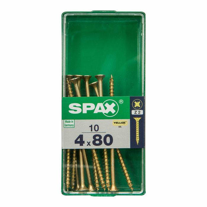 Caja de tornillos SPAX 4081020400802 Tornillo de madera Cabeza plana (4 x 80 mm) (4,0 x 80 mm)