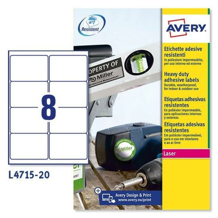 Etiquetas para Impresora Avery L4515 99,1 x 67,7 mm Blanco 20 Hojas (5 Unidades) 1