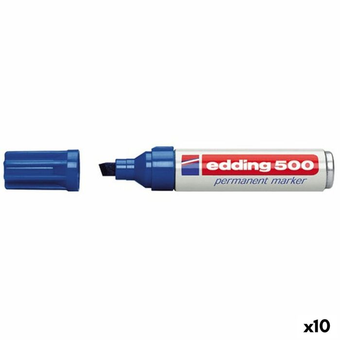 Rotulador permanente Edding 500 Azul (10 Unidades) 5