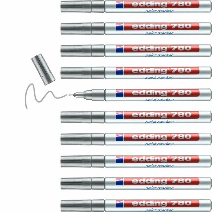 Rotulador permanente Edding 780 Plateado (10 Unidades) 2