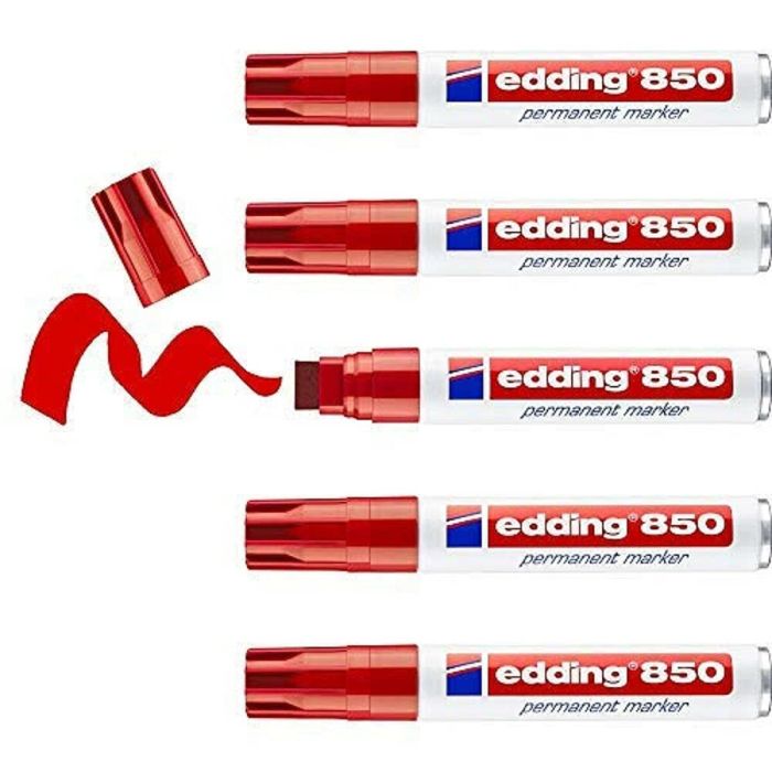 Rotulador permanente Edding 850 Rojo 5 Unidades 2