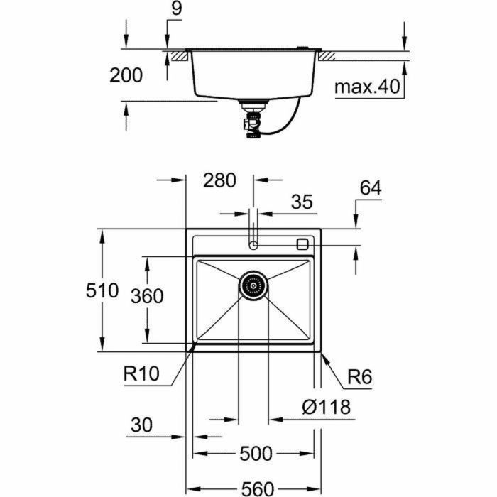 Fregadero de Un Seno Grohe K700 Gris 1