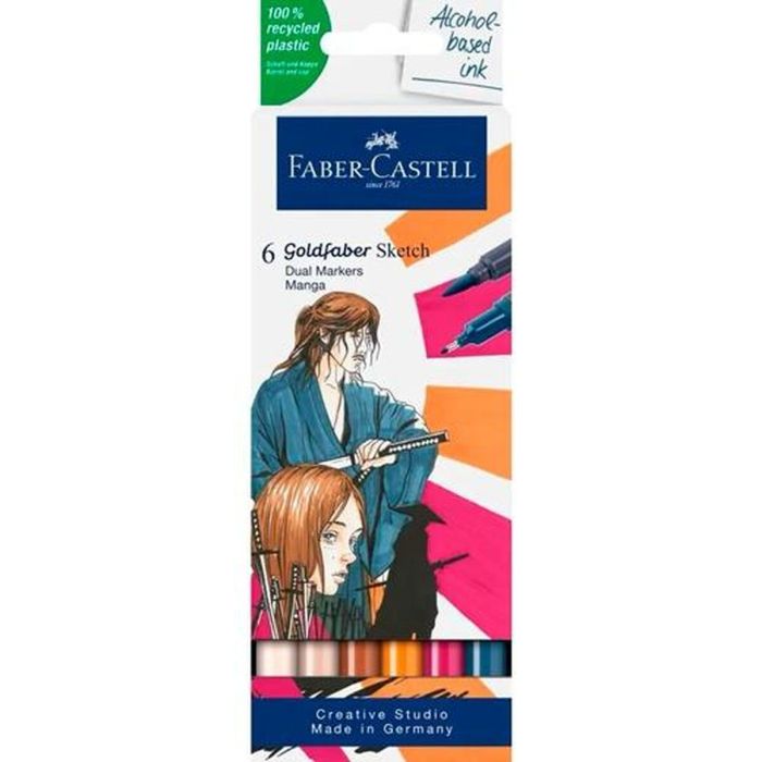 Faber Castell Rotuladores De Bocetos Goldfaber Doble Punta Fina-Pincel C-Surtidos Set Manga 6 Ud