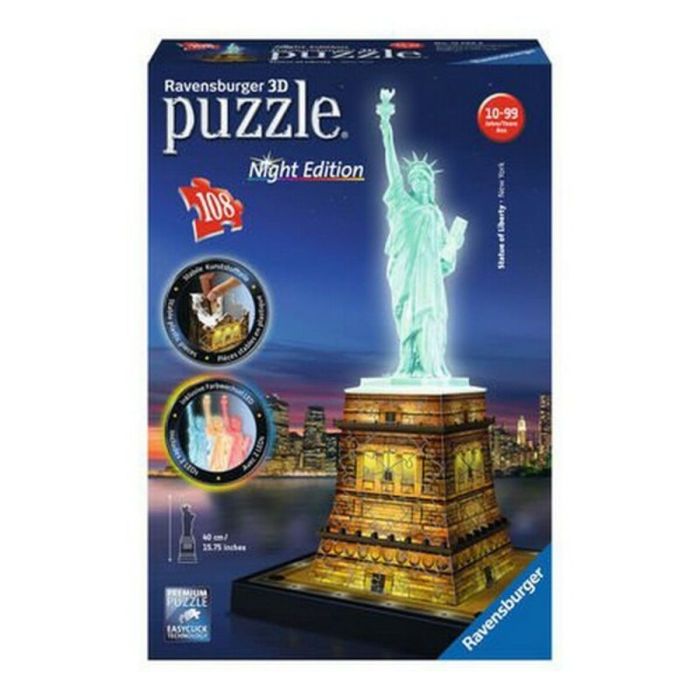 RAVENSBURGER Puzzle 3D Estatua de la Libertad Edición Nocturna 108 piezas