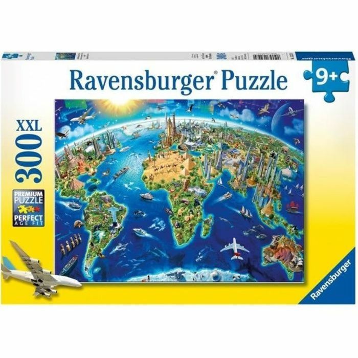 Puzzle 300 p XXL - Mapa de los monumentos del mundo