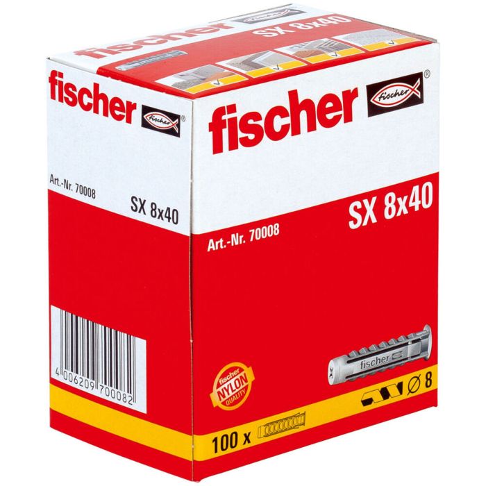 Tacos Fischer SX 70008 Nailon 8 x 40 mm (100 Unidades) 1