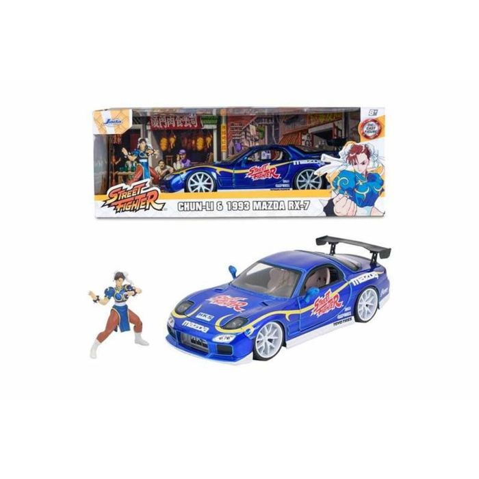 Coche street fighter ii chun-li 1993 mazda rx-7 escala 1:24. incluye figura