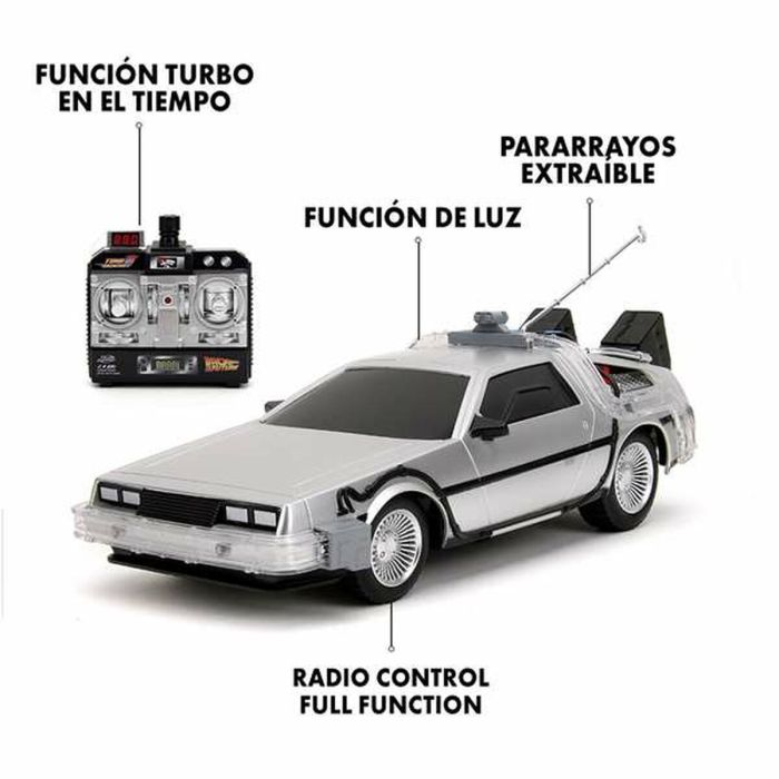 Coche Radio Control Back to the Future Delorean Plateado 1:16 11