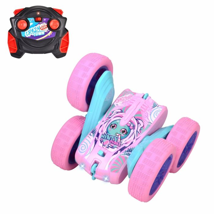 Dickie - Vehículo Radiocontrolado 16 cm - Flippy Berry Shaker - Rotación 360° - Rosa - Pilas Incluidas - A partir de 6 años