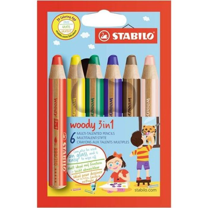 Stabilo Lápices De Colores Woody 3 En 1 C-Surtidos Estuche 6 Ud