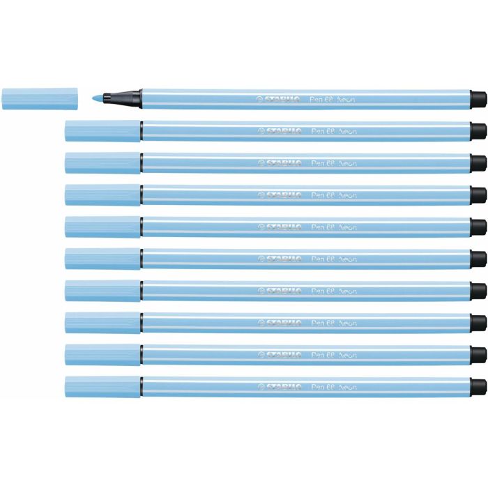 Stabilo Rotulador Pen 68 Azul Fluorescente Caja 10 Ud