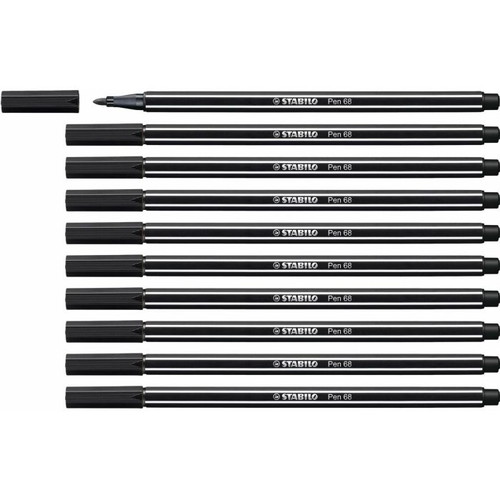 Stabilo Rotulador Pen 68 Negro Caja 10 Ud