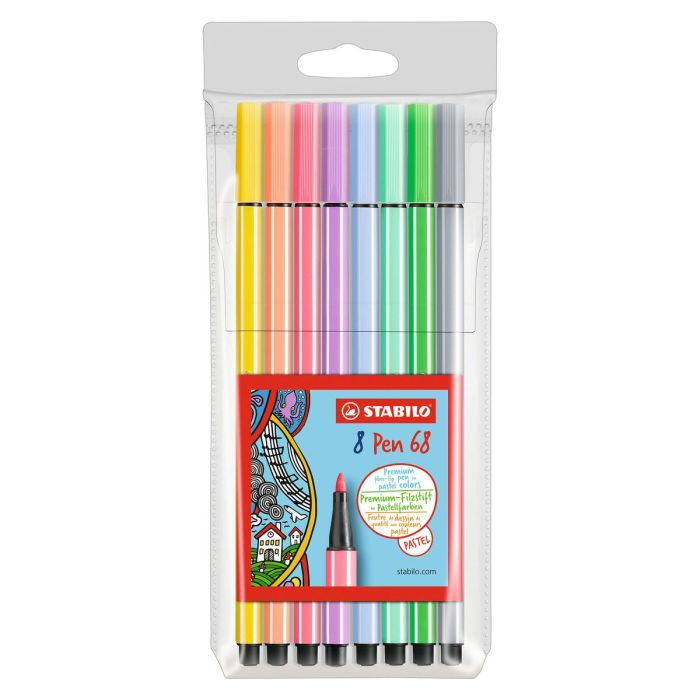 Rotulador Stabilo Acuarelable Pen 68 Estuche De 8 Colores Surtidos Pastel