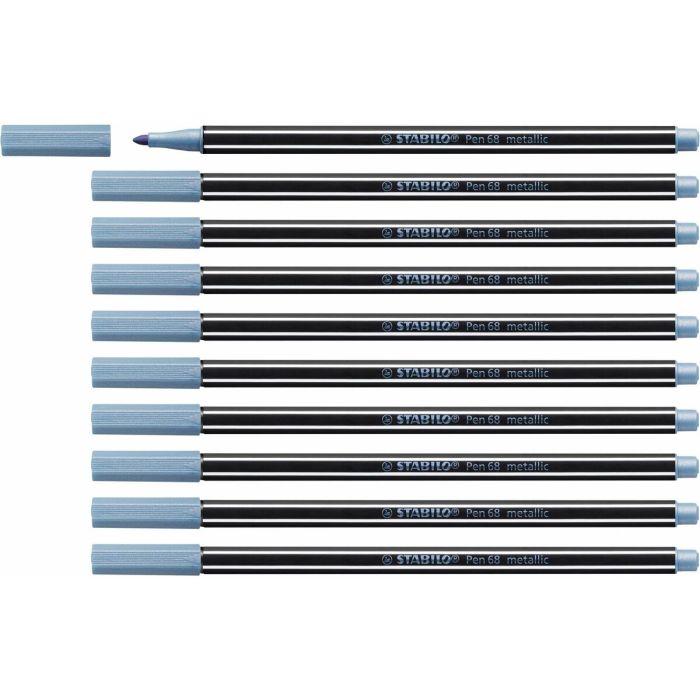 Stabilo Rotulador Pen 68 Metallic Azul Metálico Caja 10 Ud