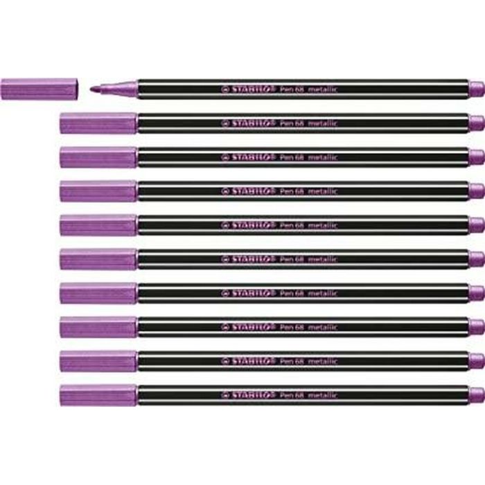 Stabilo Rotulador Pen 68 Metallic Rosa Metálico Caja 10 Ud