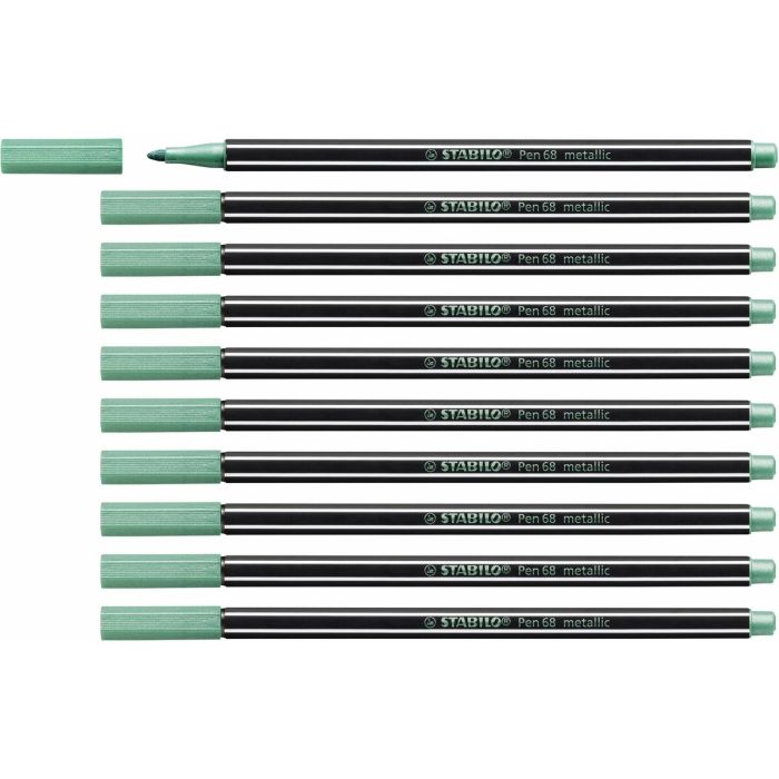 Stabilo Rotulador Pen 68 Metallic Verde Metálico Caja 10 Ud