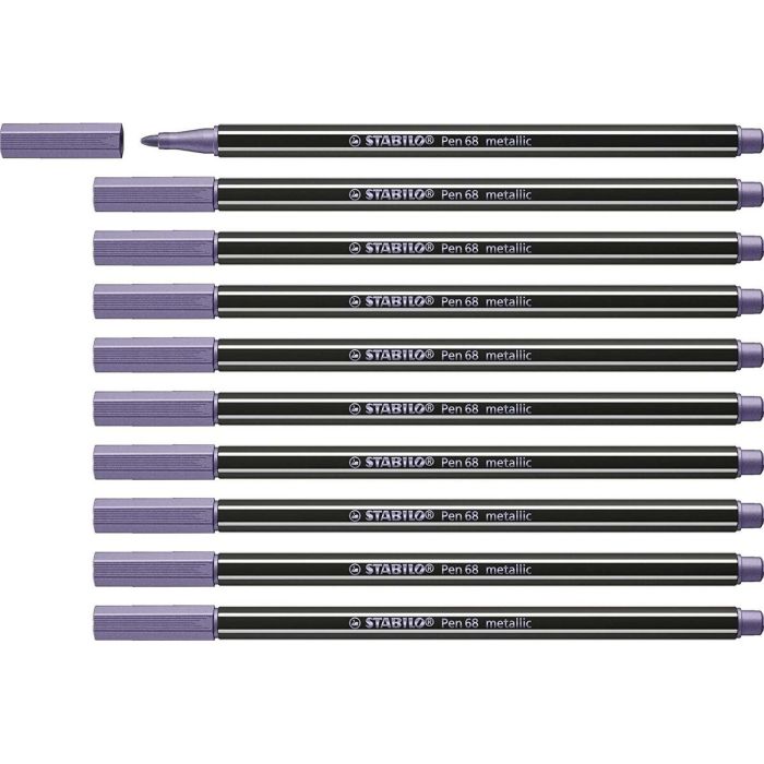 Stabilo Rotulador Pen 68 Metallic Violeta Metálico Caja 10 Ud