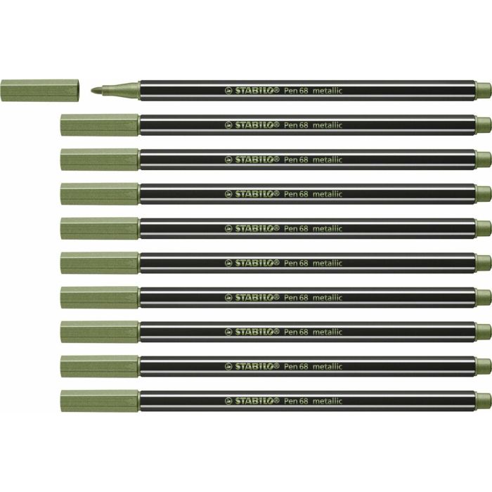 Stabilo Rotulador Pen 68 Verde Hoja Metalico Caja 10 Ud