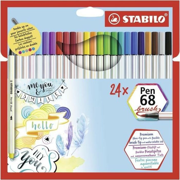 Stabilo Rotuladores Pen 68 Brush C-Surtidos Estuche 24 Ud