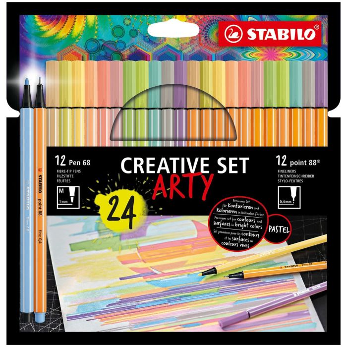 Stabilo Creative Set Arty Con 12 Point 88 + 12 Pen 68 Colores Surtidos Estuche 24 Ud