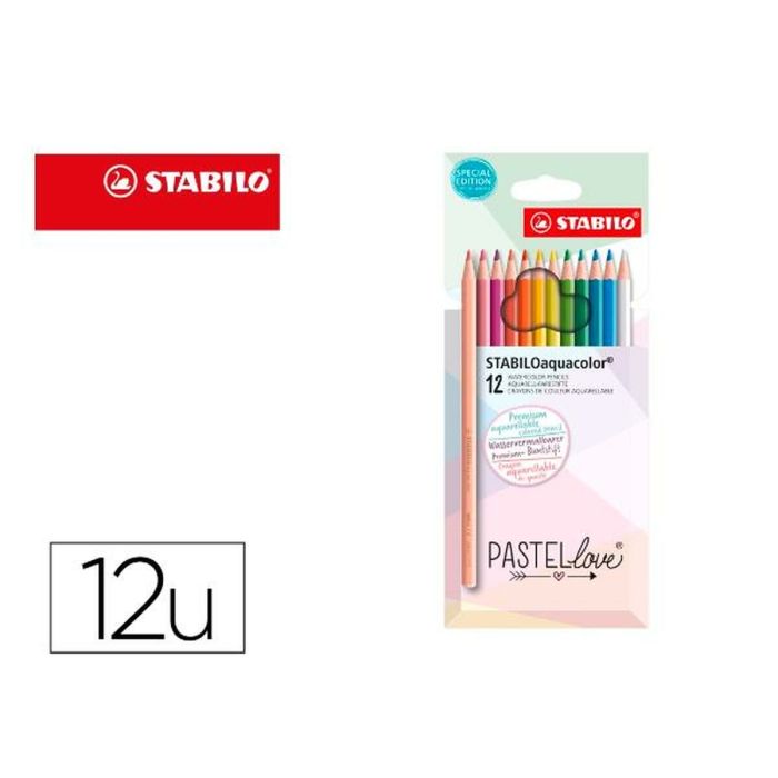 Lapices De Colores Stabilo Aquacolor Acuarelables Pastel Love Estuche Carton De 12 Colores Surtidos