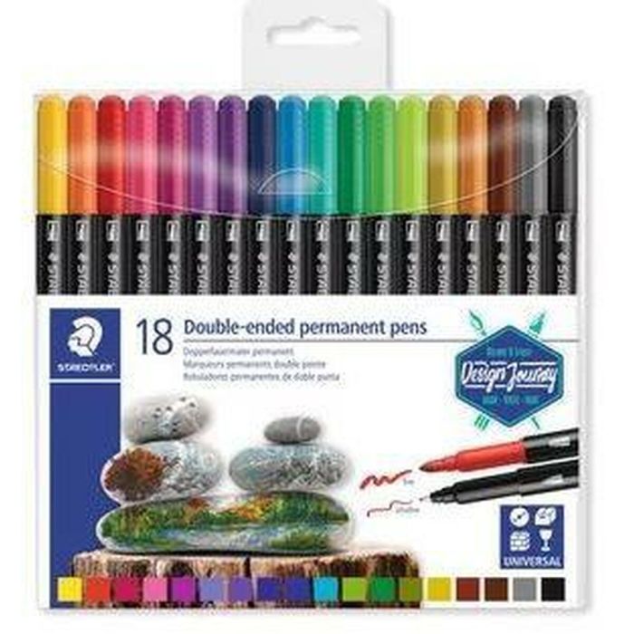 Staedtler Rotulador Permanente Doble Punta Design Journey C-Surtidos Estuche 18 Ud