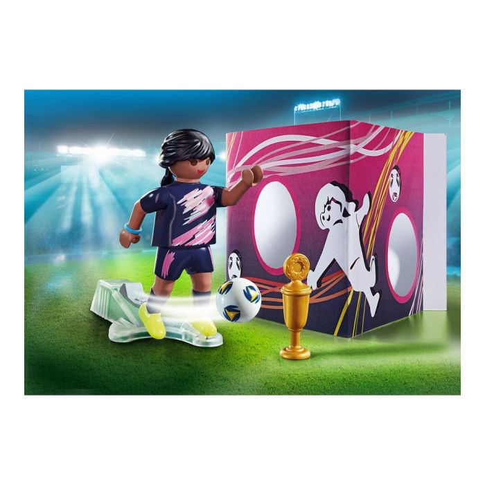 Playset Playmobil Footballer with a wall of goals 70875 1