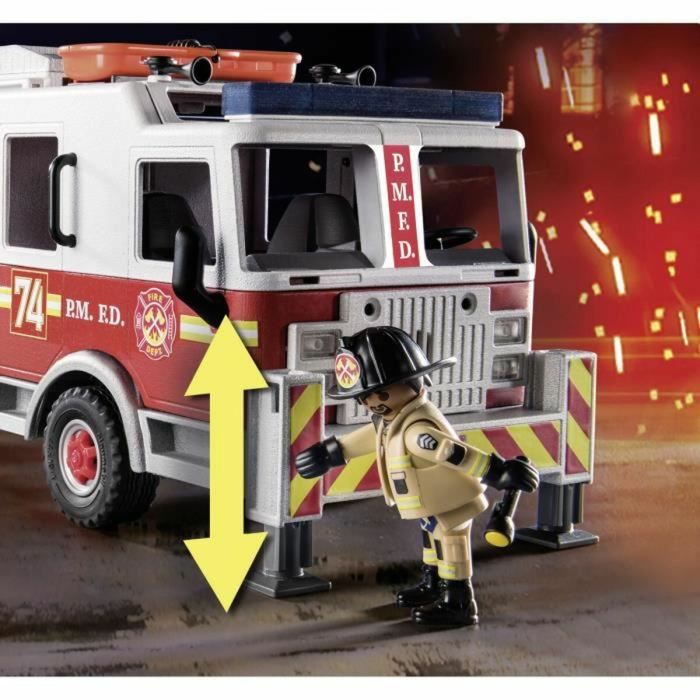 Playset de Vehículos   Playmobil Fire Truck with Ladder 70935         113 Piezas   2