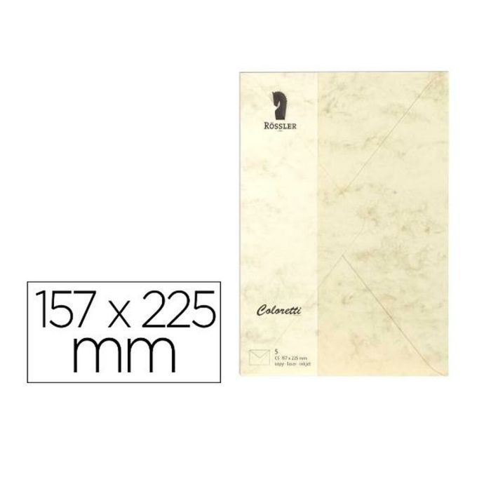 Sobre Rossler Coloretti C5 Color Marmol Crema 157x225 mm Pack De 5 Unidades