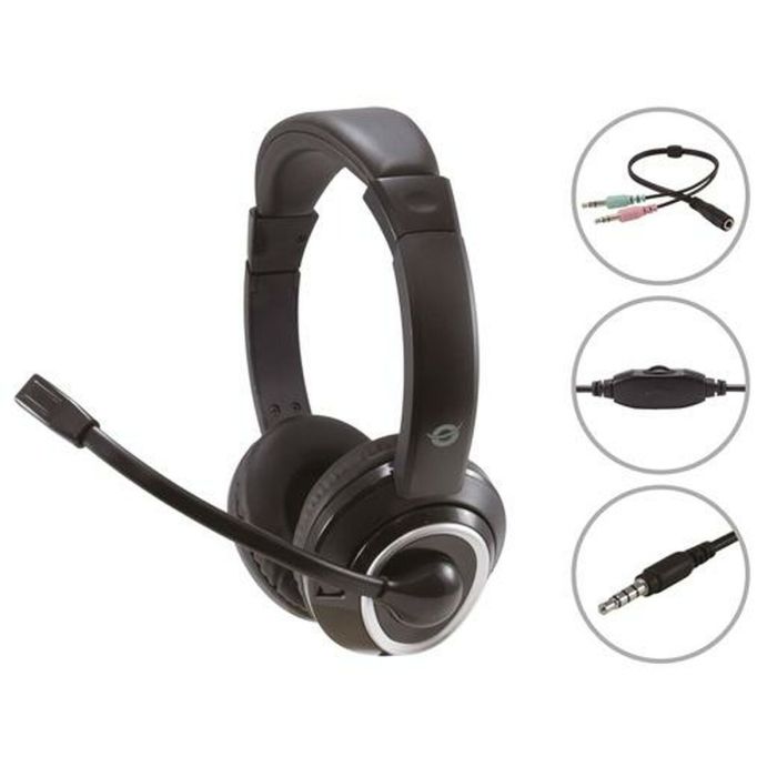 Auriculares con Micrófono Conceptronic POLONA02BA Negro 1