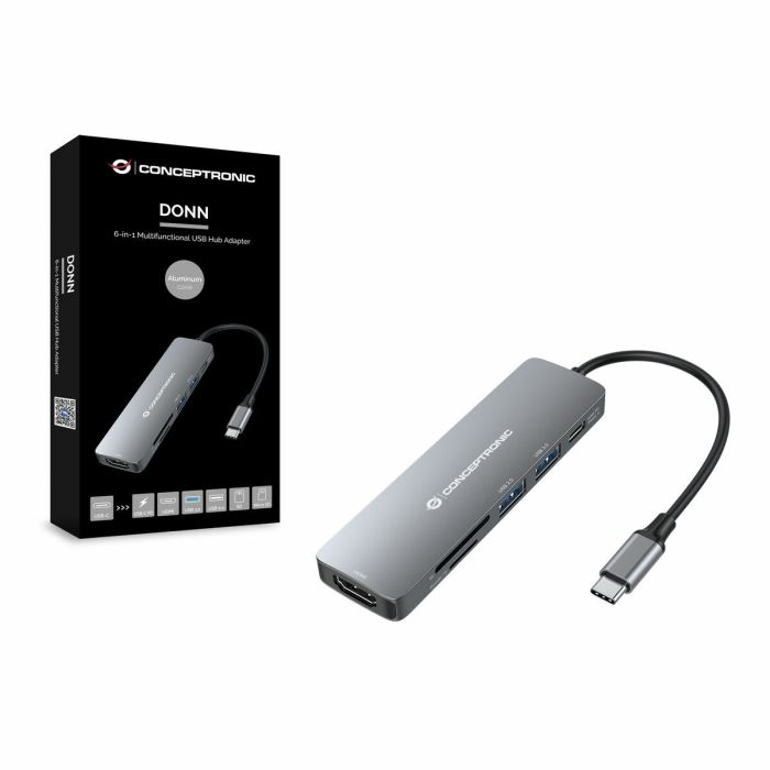 Hub USB Conceptronic DONN11G Gris 1