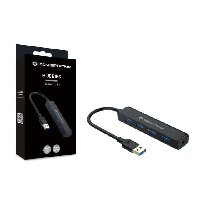 Hub USB Conceptronic 110514107301 Negro 15 cm 2