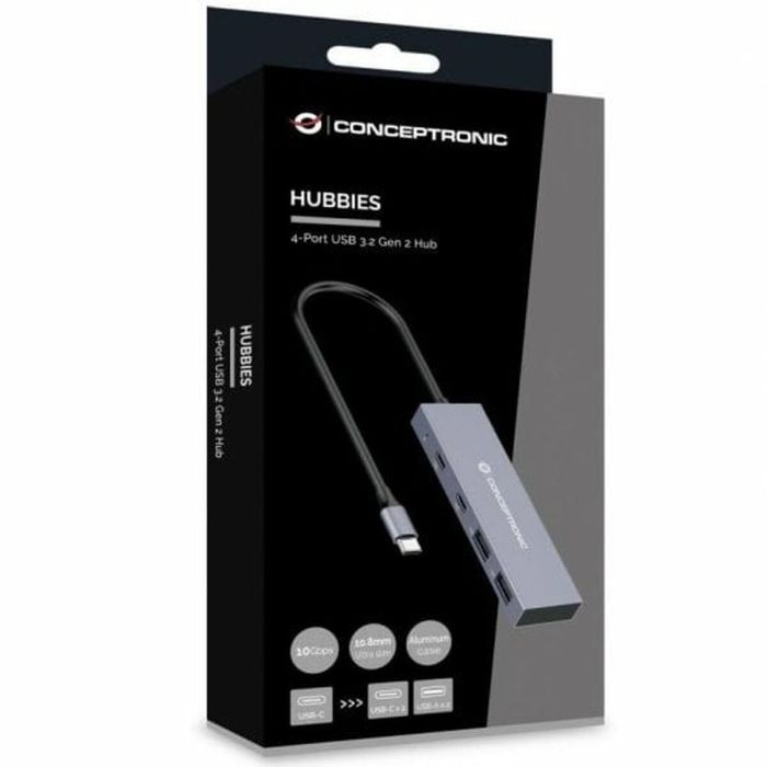 Hub USB Conceptronic HUBBIES13G Gris (1 unidad) 3