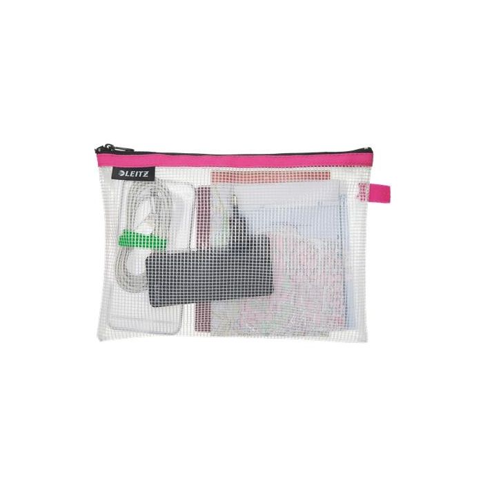Leitz Bolsa Multiusos Resistente al Agua Fucsia 240x170 mm para Organizar Documentos, Cosméticos, Cables y Cargadores con Cremallera