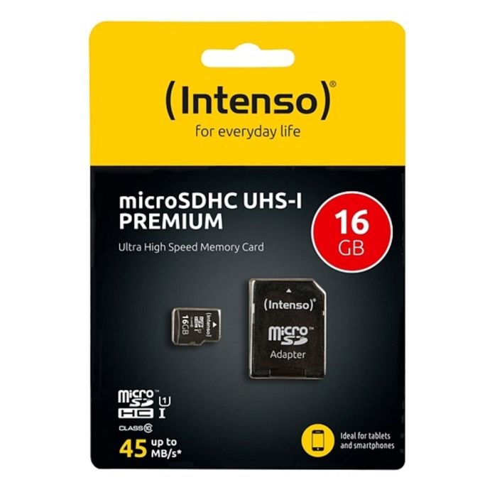 Tarjeta de Memoria Micro SD con Adaptador INTENSO 34234 UHS-I Premium Negro 4