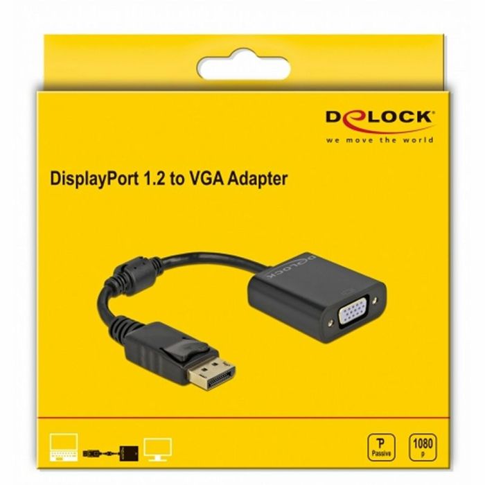 Adaptador DisplayPort a VGA DELOCK 61006 Negro 1