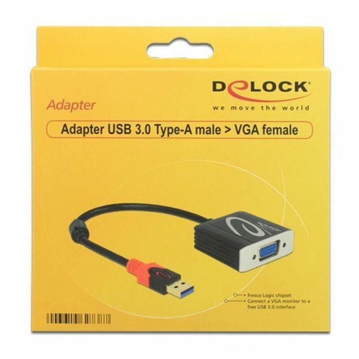 Adaptador USB 3.0 a VGA DELOCK 62738 20 cm Negro 1