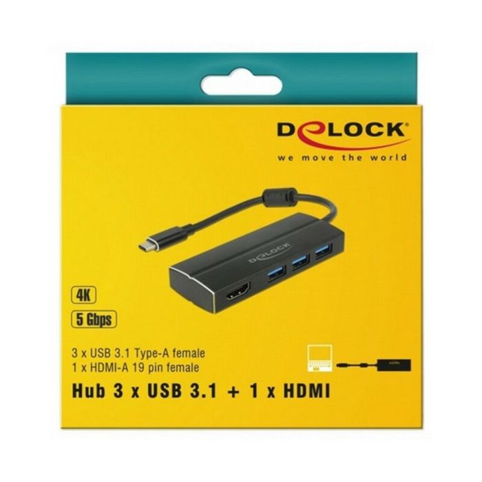 Adaptador USB C a HDMI DELOCK 63931 4K Negro 1