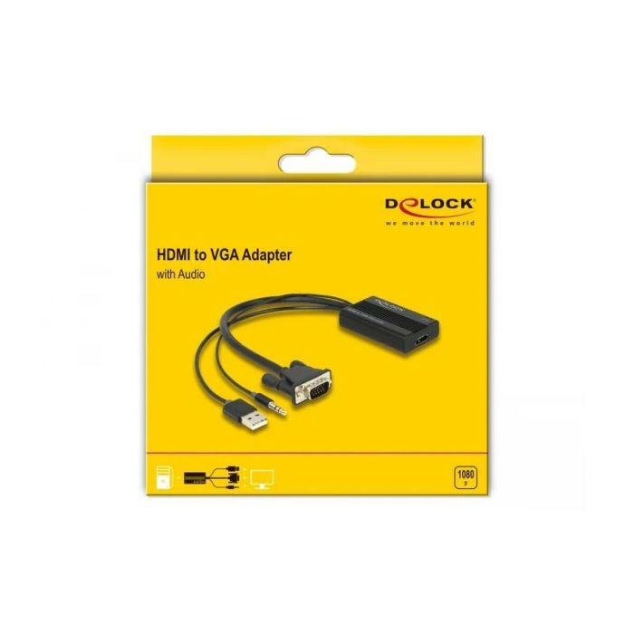 Adaptador HDMI a VGA con Audio DELOCK 64172 Negro 25 cm 1