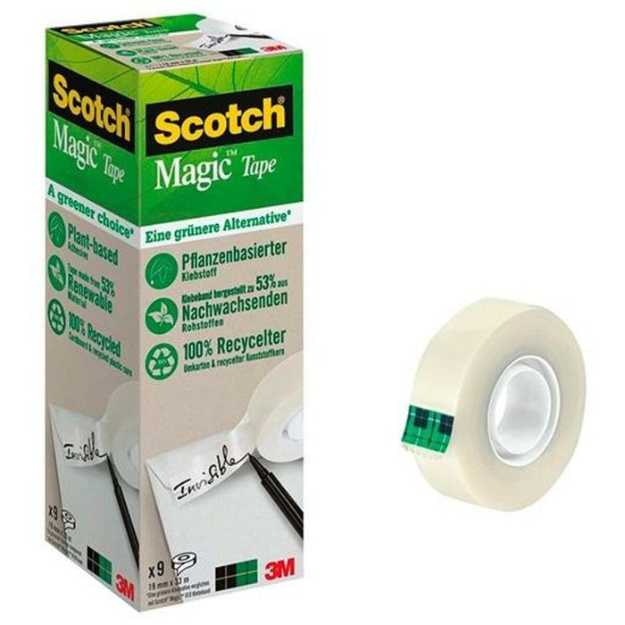 Scotch Magic cinta adhesiva invisible ecológica rollo 19mm x 33m caja 9u